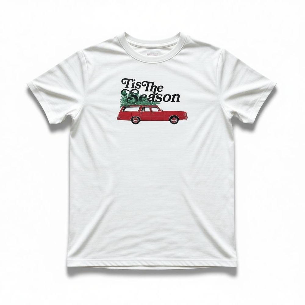 Wondershop Festive White Tee with Red Car Graphic